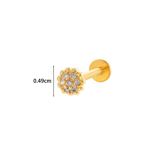 Flower 316L Surgical Stainless Steel Clear Cubic Zirconia 17 Gauge Threadless Labrets WGBD99E-05-1