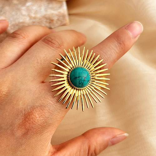 Synthetic Turquoise Finger Rings RJEW-G339-03G-02-1