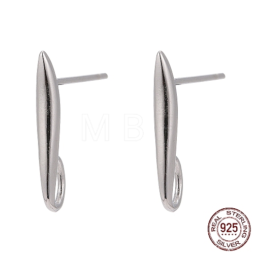 Anti-Tarnish Rhodium Plated 925 Sterling Silver Stud Earring Findings X-STER-K168-118P-1