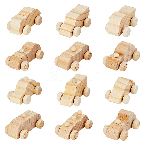 SUPERFINDINGS 2 Sets 2 Style Unfinished Blank Wood Cars DIY-FH0006-32-1