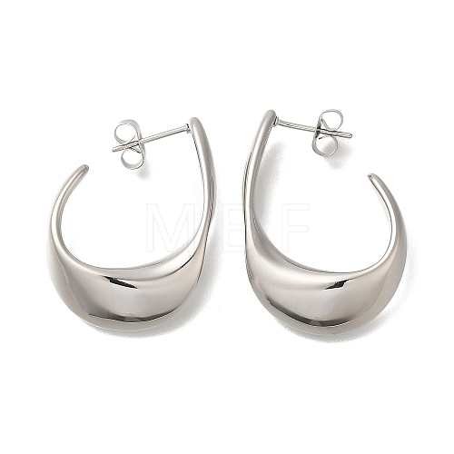 304 Stainless Steel Oval Stud Earrings for Women EJEW-S227-60P-1