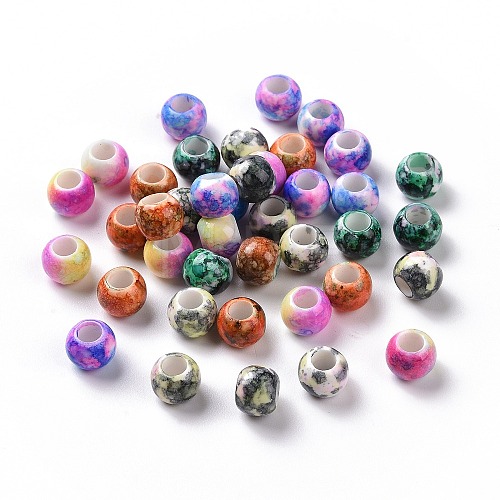 Spray Painted Opaque Acrylic European Beads ACRP-F002-03-1