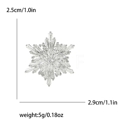 Christmas Brass Pave Clear Cubic Zirconia Snowflake Brooch for Clothes PW-WG96396-02-1