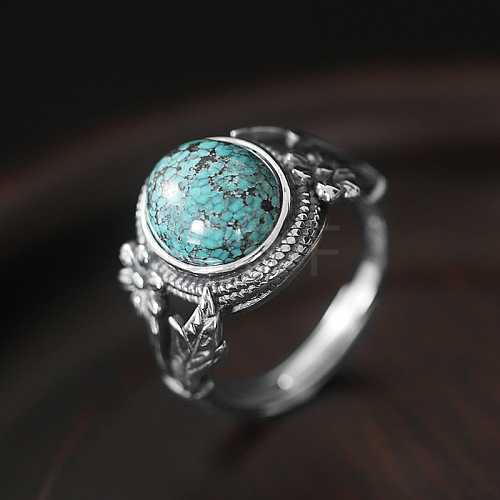 Oval Synthetic Turquoise Finger Rings FS-WGC21A7-02-1