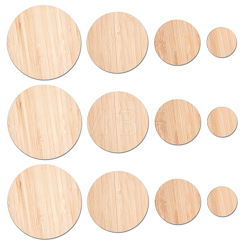 Olycraft Flat Round Wooden Boards for Painting AJEW-OC0001-96-1