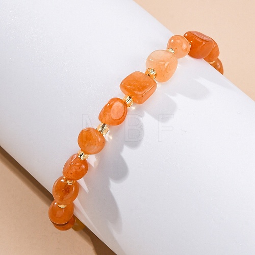 Natural Red Aventurine Beaded Bracelets for Women G-P563-07P-07-1