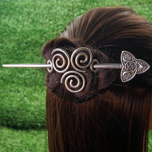 Antique Silver Viking Hair Sticks Hair Pin PW-WG2F806-13-1