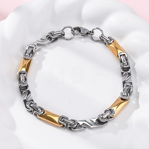 201 Stainless Steel Byzantine Chain Bracelets BJEW-B078-168GP-1