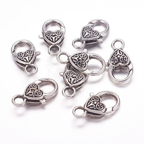 Tibetan Style Heart Lobster Claw Clasps LF014Y-1