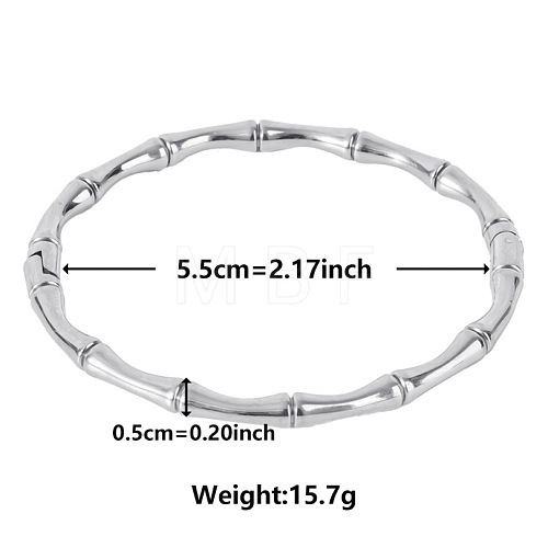 Non-Tarnish Vintage Bamboo Joint 304 Stainless Steel Bangles for Women KQ1869-1-1