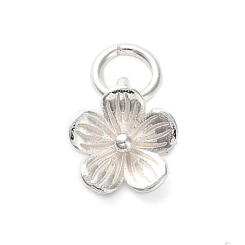 925 Sterling Silver 5-Petal Flower Charms STER-U009-01S-01-1