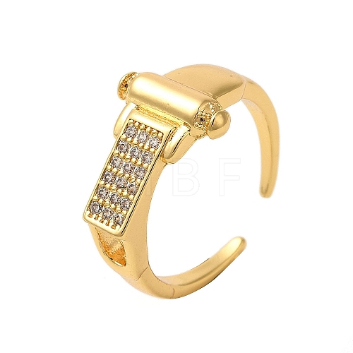 Brass Micro Pave Cubic Zirconia Cuff Rings for Women RJEW-G325-09G-1