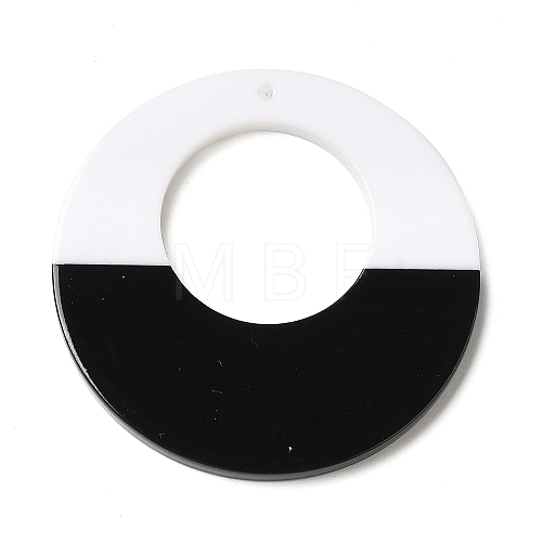 Black and White stitching Acrylic Pendants OACR-S143-01A-1