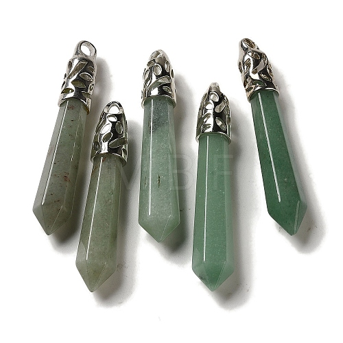 Natural Green Aventurine Pointed Big Pendants G-Z055-01P-02-1