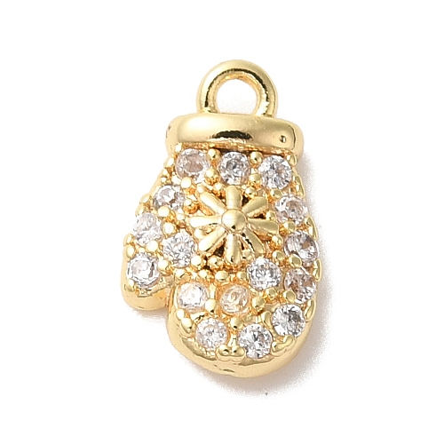 Christmas Theme Brass Micro Pave Cubic Zirconia Charms KK-P278-11G-1