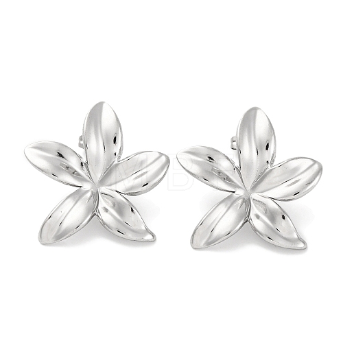 304 Stainless Steel Flower Stud Earrings EJEW-D281-11S-1