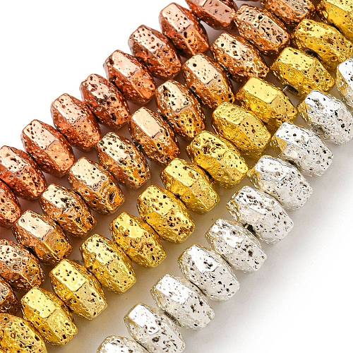 Electroplated Natural Lava Rock Beads Strands G-I360-G01-1