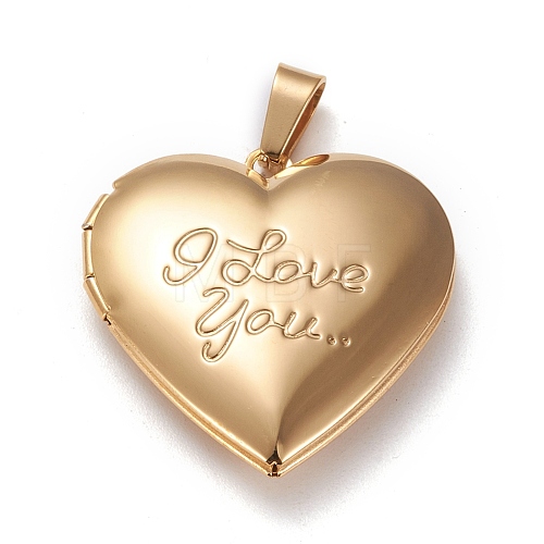 Valentine's Day Ion Plating(IP) 304 Stainless Steel Locket Pendants X-STAS-K197-08G-1