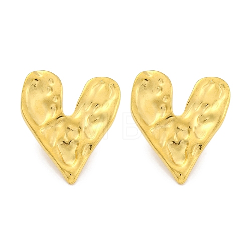 Heart Ion Plating(IP) 304 Stainless Steel Stud Earrings EJEW-H013-34G-1