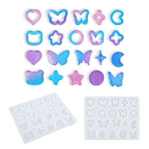 Butterfly/Heart/Star Linking Ring & Cabochon DIY Silicone Molds SIMO-PW0021-01-1