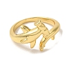 Rack Plating Brass Cuff Rings for Women RJEW-G325-04E-G-2