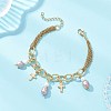 Natural Pearl Rice and 304 Stainless Steel Cross Charm Bracelets for Women BJEW-JB12984-1