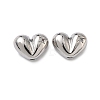 Heart Brass Micro Pave Clear Cubic Zirconia Beads KK-H256-11P-1