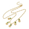Brass Micro Pave Clear Cubic Zirconia & Enamel Green Pineapple Pendant Necklaces NJEW-A071-10G-4