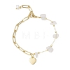 Natural White Moonstone Chip Bead & Brass Paperclip Chains Bracelets BJEW-JB12715-02-2