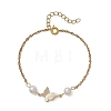 Brass Charms and Natural Cultured Freshwater Pearl Link Bracelets BJEW-JB13126-2
