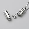 304 Stainless Steel Box Chain Hollow Column Perfume Bottle Pendant Necklaces NJEW-WH0002-137P-2
