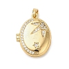 Brass Micro Pave Clear Cubic Zirconia Locket Pendants X-KK-P329-03G-1