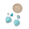 Synthetic Turquoise Heart Dangle Stud Earrings EJEW-JE06920-3
