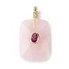 Natural Rose Quartz Faceted Pendants G-B186-01G-06-1