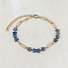 Natural Sodalite Star Beaded Bracelets with 304 Stainless Steel Paperclip Chains WGC91F5-02-1