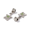 Tortoise Alloy Rhinestone European Dangle Charms ALRI-E002-01AS-01-3