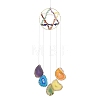 Brass Wire Wrapped Chakra Natural Gemstone Chips Hanging Ornaments AJEW-B028-01G-01-1