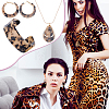 Teardrop Leopard Print Plastic Pendant Necklace & Hoop Earring & Cuff Bangle for Women SJEW-WH0006-10-5