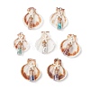 7Pcs 7 Styles Natural Scallop Shell & Dyed Synthetic Turquoise Starfish Pendants PALLOY-JF03564-02-1