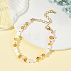 Natural Freshwater Shell Star & Shell Pearl & Natural Amber Chip Beaded Bracelets BJEW-JB14321-1