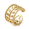 304 Stainless Steel Hollow Leafy Branch Open Cuff Rings for Women RJEW-D012-04G-1