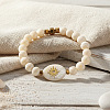 Round Natural Shell & Synthetic Non-magnetic Iron Hematite Beads Stretch Bracelets RD2140-3
