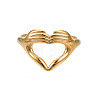 Ion Plating(IP) Rack Plating 304 Stainless Steel Heart Gesture Open Cuff Ring for Women RJEW-S405-260G-2