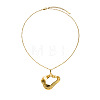 304 Stainless Steel Textured Hollow Pendant Necklaces for Women WG18037-04-2
