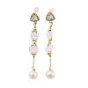 Natural Pearl Dangle Stud Earrings EJEW-P256-27G-1