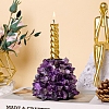 Natural Amethyst and Metal Candlestick Ornaments PW-WG97317-05-1