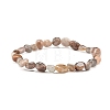 Natural Black Sunstone Nuggets Beads Stretch Bracelet for Her BJEW-JB06951-03-1