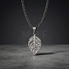 Vintage 304 Stainless Steel Embossed Leaf Pendant Necklaces for Men WGF3091-01-2