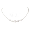 Round Shell Pearl and Electroplated Glass Graduated Beaded Necklaces NJEW-JN05747-2