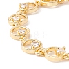 Clear Cubic Zirconia Open Ring Link Chains Bracelet BJEW-I301-10G-2